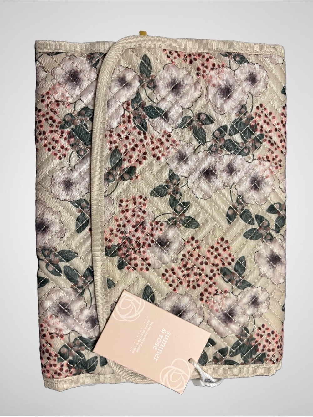 🪷 summer & rose Quilted Floral Travel Jewelry Case 🪷